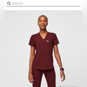 Figs Burgundy Catarina Scrub Top